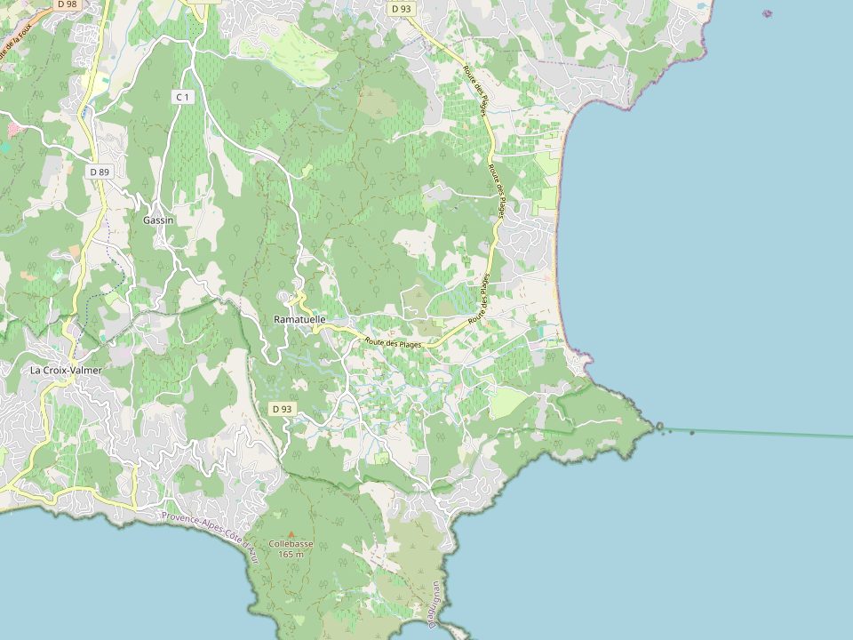Carte du secteur de Ramatuelle, Gassin et La Croix-Valmer